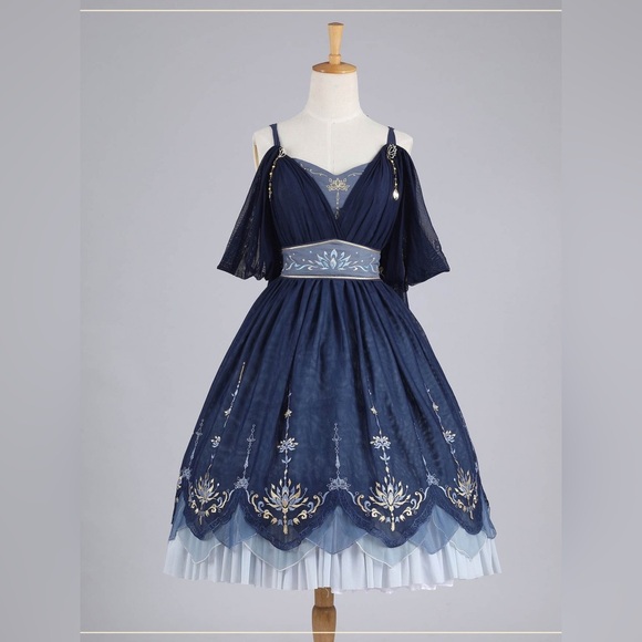 Miselian Lotus Natural Waist JSK by Mirror Miracle 💙💛 - Picture 14 of 16